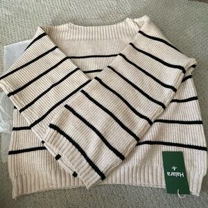 NWT Halara Striped Boatneck Sweater Long Sleeved